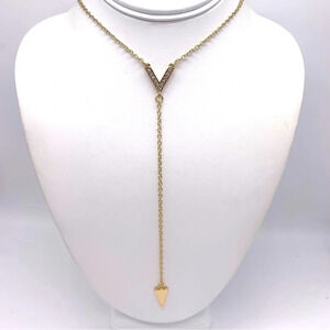 Banana Republic Gold Lariat Drop Necklace